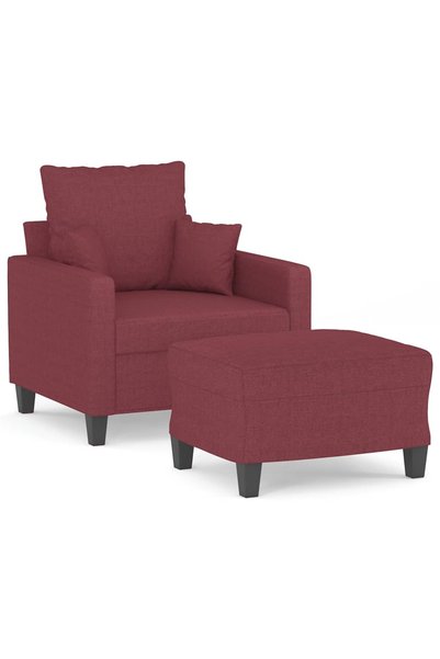 vidaxl Fotoliu canapea cu taburet, roșu vin, 60 cm, material textil