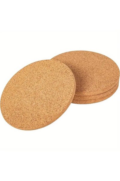 Generic Brand 4 Cork Pot Holders, Heat-Resistant, Round Pads