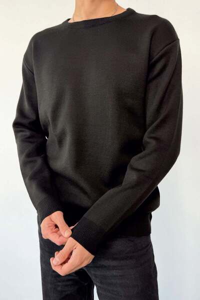 JB John Borners Men's Crew Neck Basic Knit Sweater Black - 26125