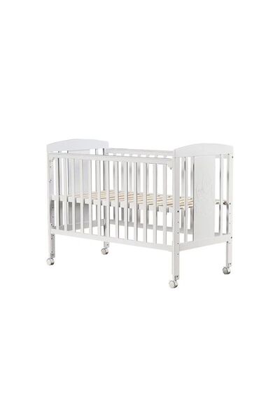 Qmini Patut din lemn bebe, 120x60 cm, Cu laterala culisanta, Din lemn de pin ...