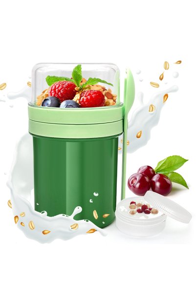 Generic Brand Yogurt Cup to Go, Sealed, Ideal Oats and Salads, Green