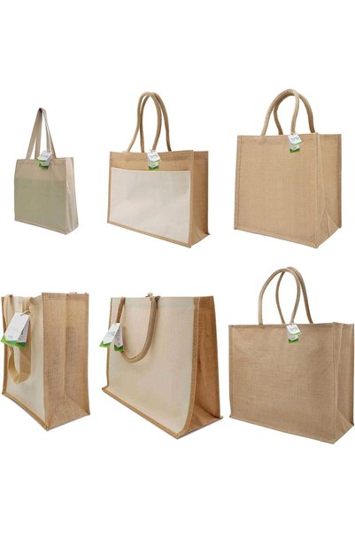 teggbag Reusable Multi Purpose Shopping and Beach Jute Bags Pack of 6