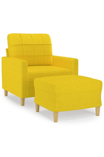 vidaxl Fotoliu canapea cu taburet, galben deschis, 60 cm, textil