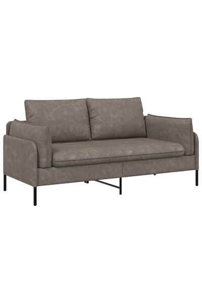 vidaxl Canapea cu 2 locuri Gri 188 x 81 x 89 cm Piele artificială