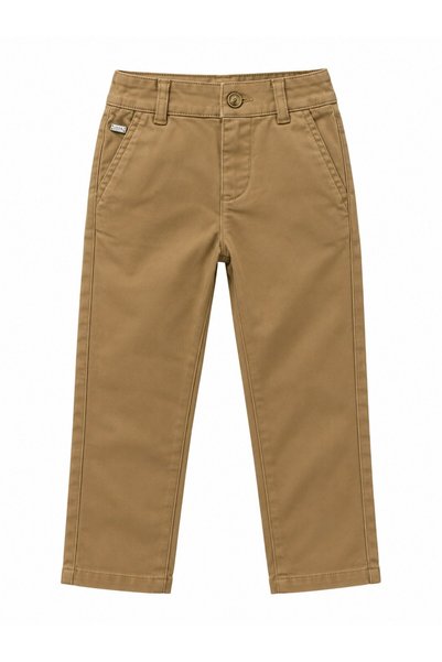 U.S. Polo Assn. Beli Adjustable Elasticated Boys' Canvas Trousers Camel
