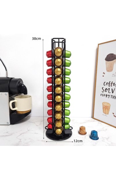 Generic Brand Rotating Capsule Holder, Rotating Coffee Display, Black Iron