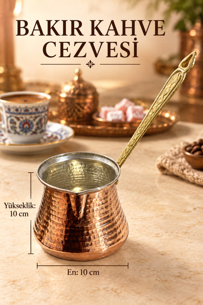 GÜZELYÜZ AVM Bakır Cezve Kahve Cezvesi 4 No 10 cm