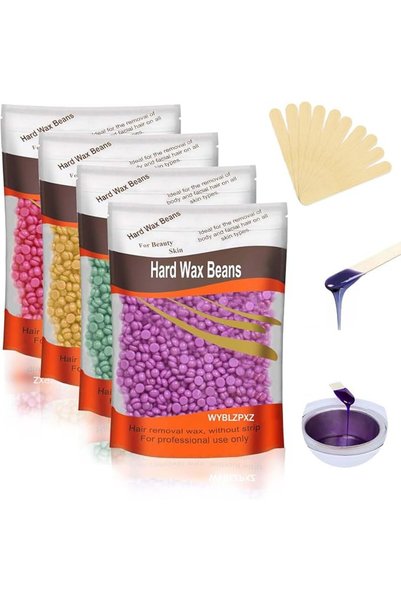 ALMEKAQUZ 4 Colors Hard Wax Beads for Hair Removal,Gentle Hard Wax Kit with 1...