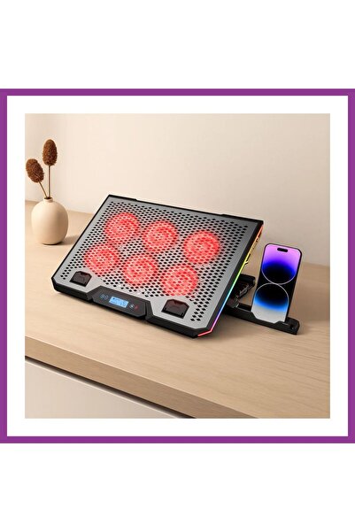 Bezos 15.6\" Laptop Soğutucu - 6 Fan, RGB, LCD Dijital Kontrol, 2 USB ATG