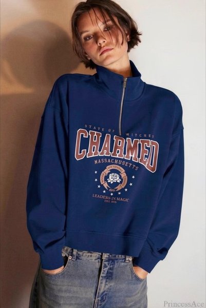 Vordevia Φούτερ Charmed Oversize με μισό φερμουάρ και 3 κλωστές
