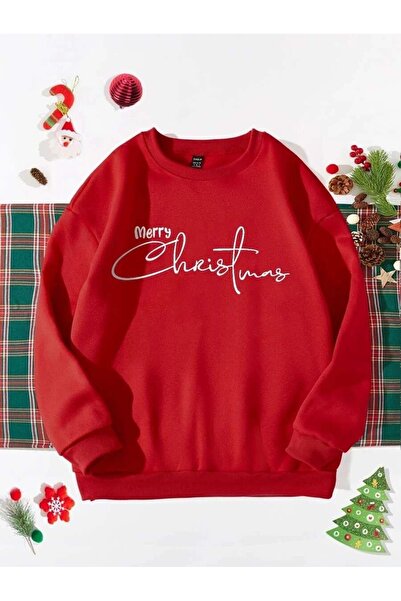 Vordevia Christmas Printed Cotton 3 Thread Threaded Crew Neck Oversize Sweats...