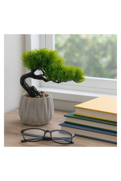 OEM Ghiveci Decorativ Gri cu Planta Artificială Bonsai 17x15x19 cm
