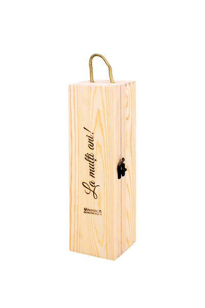 Vinoteca Romaneasca Cutie de vin din lemn cu capac și mesaj personalizat
