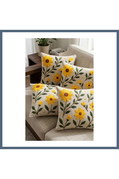 4lü Kırlent Kılıfı, Dijital Baskılı Çift Taraflı Kırlent Kılıfı 45x45cm ET1