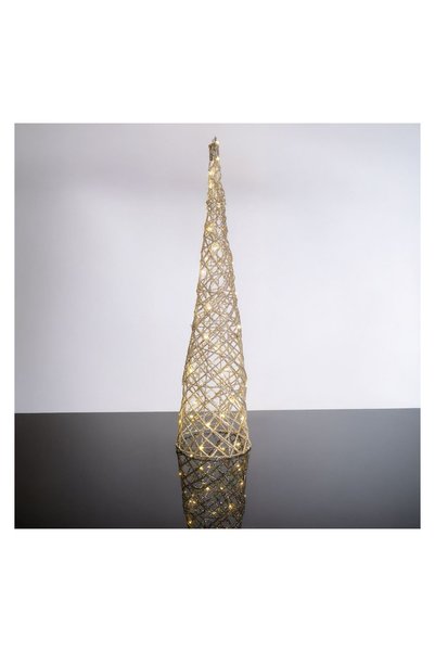 OEM Con Decorativ de Crăciun cu Glitter Bej Sampanie și 40 de Becuri LED Ø21×...