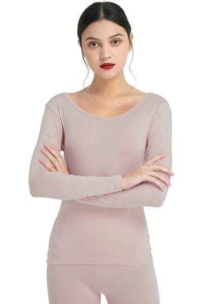 GENERAL Mcilia Women's Ultrathin Modal Thermal Baselayer Top Scoop Neck Long ...