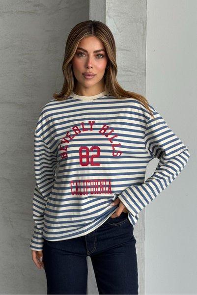 macharel jeans سترة نسائية مخططة كبيرة الحجم