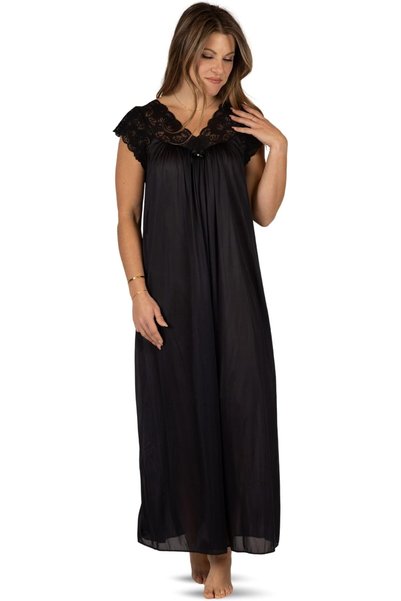 GENERAL Shadowline Women’s Long Lace Nightgown 53” Length Gown Elegant Sleepwear