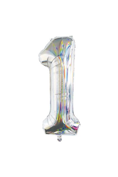 OEM Balon Petrecere din Folie Argintie Holografica Nr.1 - 82 cm