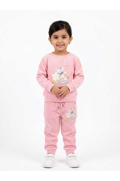 DAY BY DAY Winter Baby Girls' Long Sleeve Top and Jogger Pants Set, Made of S...