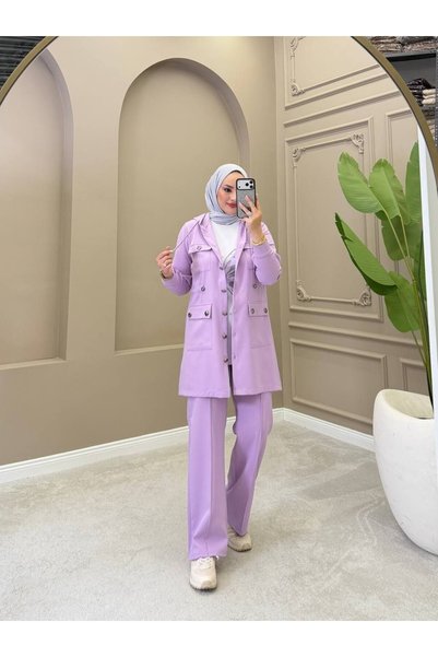 moda4b Women's 3-Piece Double Crepe Hijab Set N-05565 _ Purple