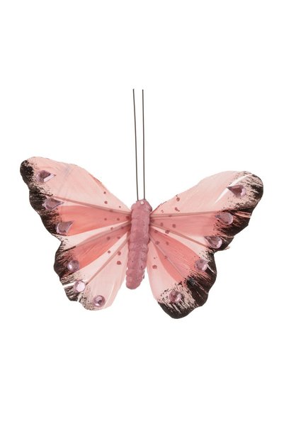 OEM Fluture Decorativ Roz-Negru cu Stras pentru Perdea, 10 cm