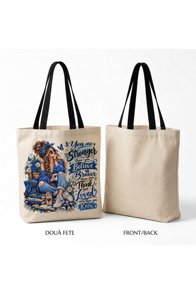 OEM Canvas Tote Bag with Zippered – You Are Stronger Than You Believe – Inspi...