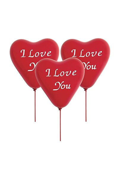 OEM Baloane Party in Forma de Inima Rosii "I Love You" 23 cm cu Stick & Rozet...