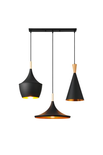 GENERAL Lustră Pendul Triplu Suspendat Stil Nordic, 3 Abajururi Geometrice As...