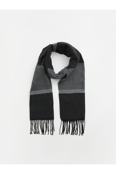 LC Waikiki Nevavm Anthracite Knitwear Patterned Men's Scarf with a Difference