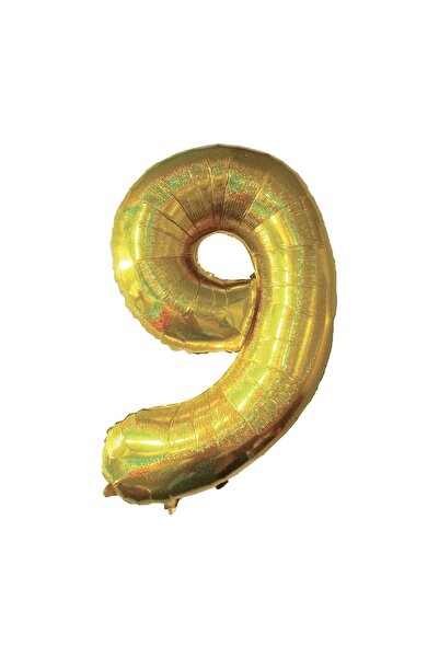 OEM Balon de Petrecere din Folie Metalizata Aurie Holografica Nr.9 - 110 cm