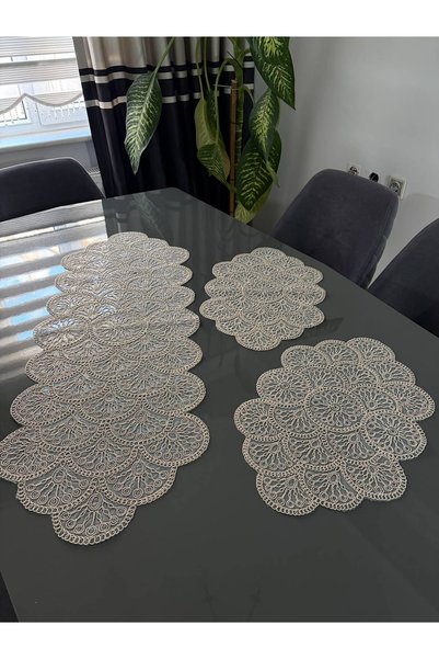 BRL ÇEYİZ HOME French Lace Tulle Guipure Stylish Luxury 3-Piece Runner Living...