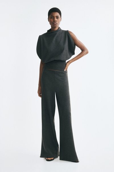 H&M Düz Paçalı Triko Pantolon