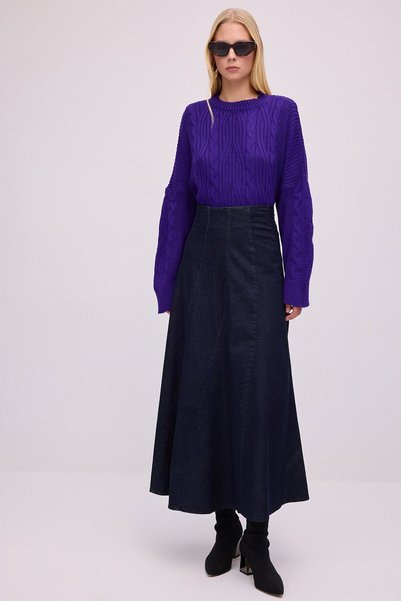 Touché Privé Partial A-Cut Denim Skirt