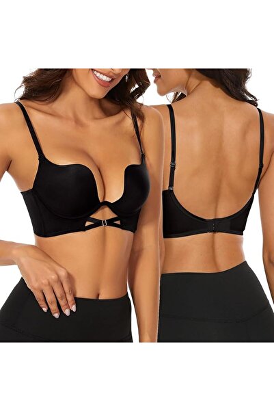 MAKINGTEC Deep Plunge Push Up Bra for Women Low Back Bra Wire Lifting Bra wit...