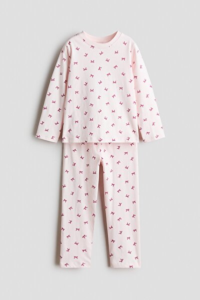 H&M Pamuklu ve Baskılı Pijama Takımı