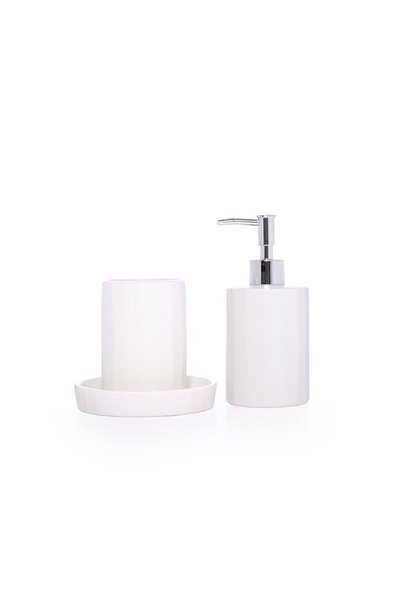 UTENSILS PALACE موزع صابون و كوب ماء و طبق صابون أبيض