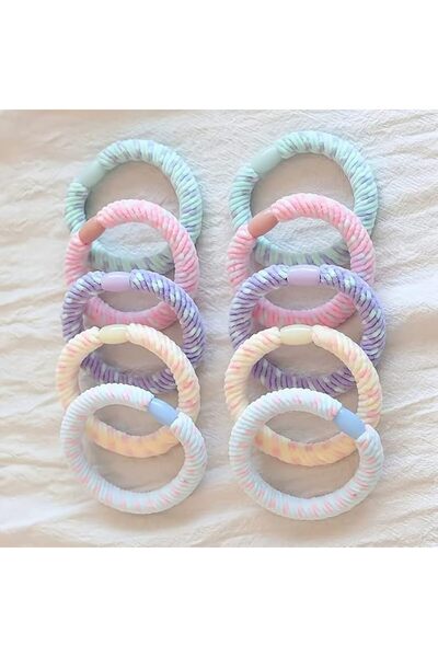 GENERAL 10 Pcs Twisted Plush Elastic Hair Bands,Mixed Pastel Patchwork Tone,S...