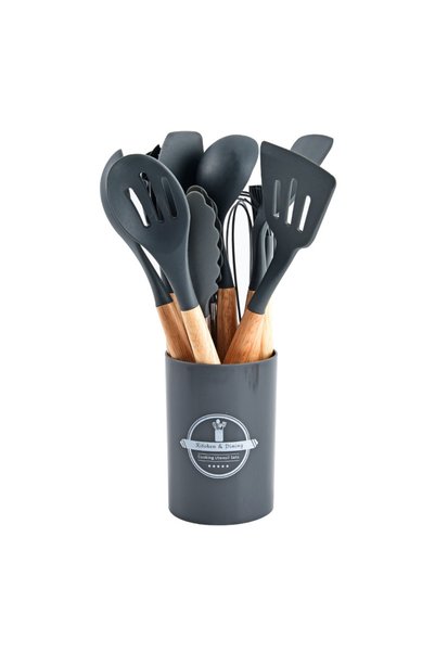 Generic Brand 12-Piece Kitchen Utensil Set, Dark Grey