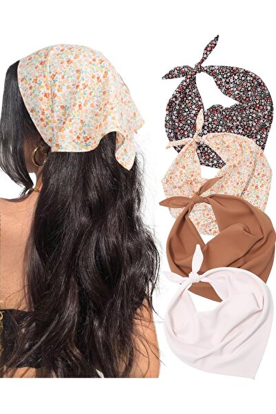 AWAYTR 4 Pcs Triangle Head Scarf Headband for Women Hair Bandanas for Women's...