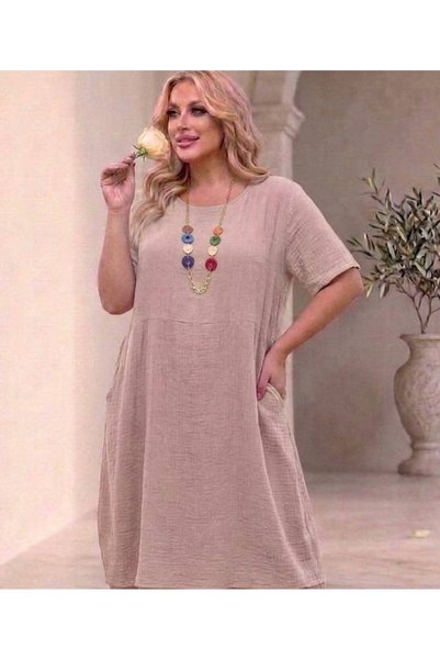 MAXORA SHOP Rochie din vâscoză Miriam, pe croi larg, cu mâneci scurte