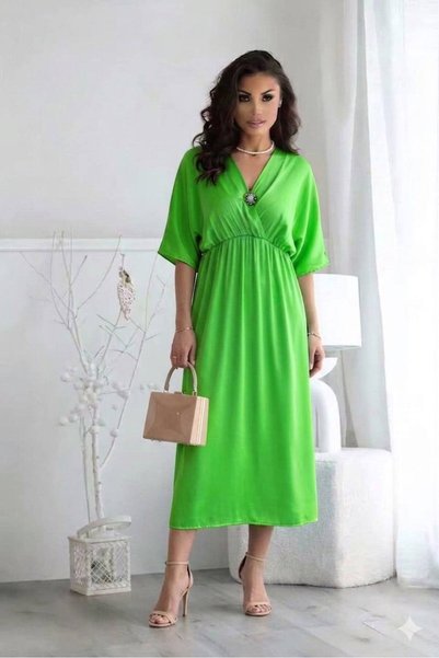 MAXORA SHOP Rochie din satin Anabella, midi, cu decolteu petrecut