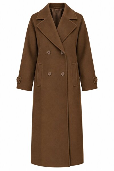 Laluvia Taba Double-Breasted Collar Cashmere Coat - 9678