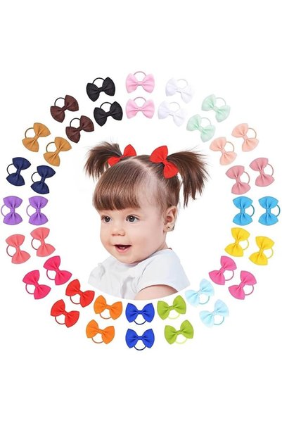 choicbaby 40PCS 2" Baby Hair Ties Boutique Tiny Elastic Ponytail Rubber, Todd...