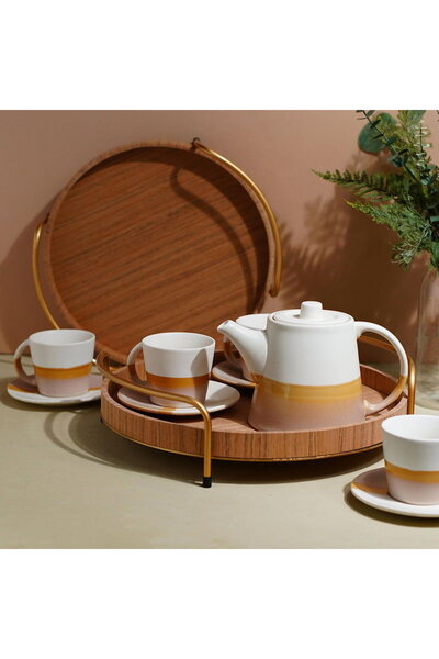 bello Porcelain Tea Set 10 Pieces Beige Color