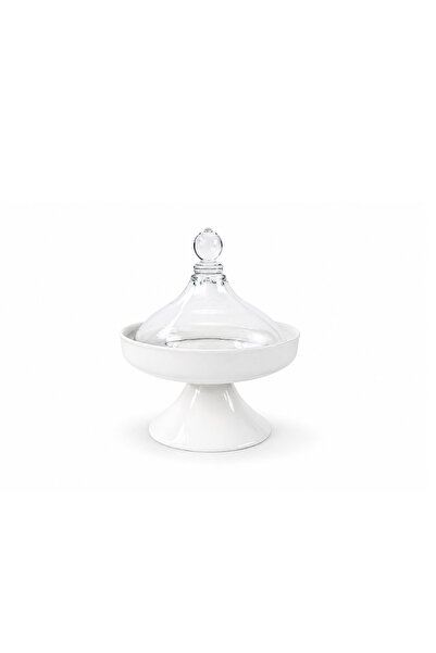 CAVO Kavanoz 12 cm with Glass Lid - White