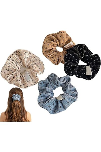 GENERAL 4Pcs Soft Small Floral Fabric Hair Scrunchies Set – Elastic Hair Band...