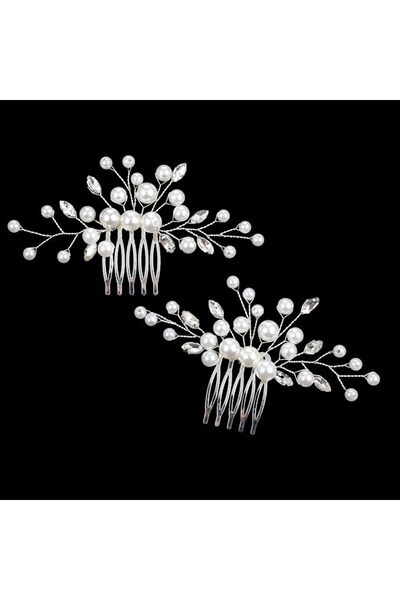 Xthrotsenk قطعتان من مشط الشعر اللؤلؤي للزفاف، مشط شعر العروس باللؤلؤ