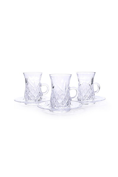 Glaze طقم بيالات شاي زجاج 12 قطعة