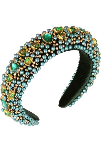 HSWE Rhinestone Pearl Headband Baroque Crystal Pearl Padded Hair Band Crystal...